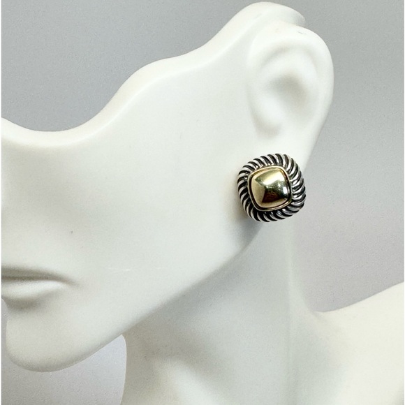 David Yurman .925/14K Gold Dome Petite Albion Stud Earrings - Picture 2 of 8